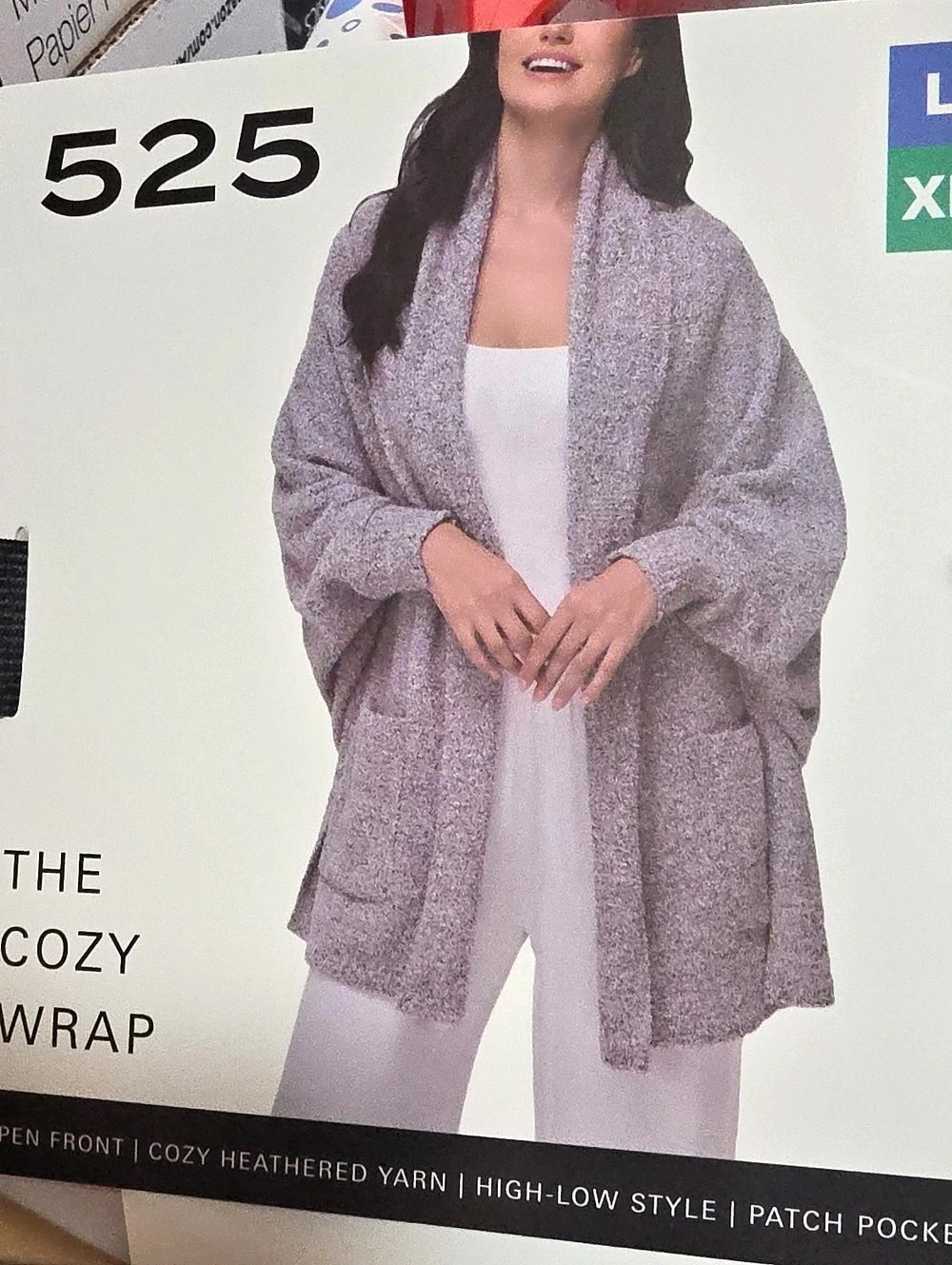 525 The Cozy Wrap Heather Gray Wrap L/XL NWT